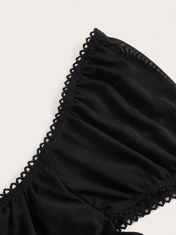 EZwear Square Neck Knot Front Peplum Tee