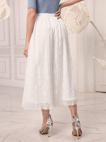 Modely Elastic Waist Textured Skirt Without Belt