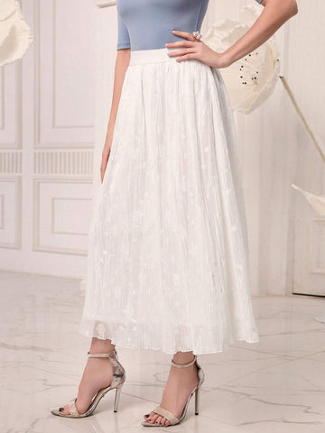 Modely Elastic Waist Textured Skirt Without Belt