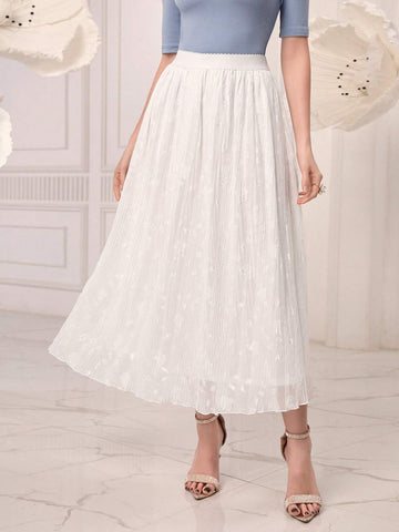 Modely Elastic Waist Textured Skirt Without Belt