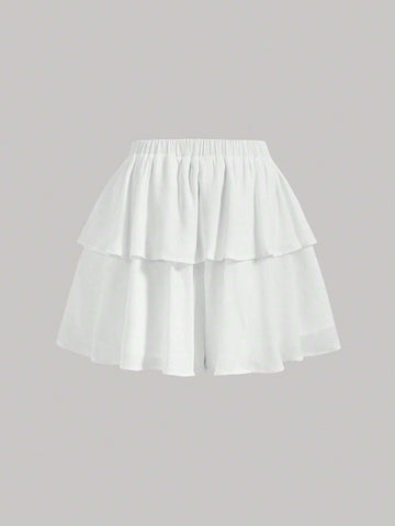 MOD Elastic Waist Two Layer Hem Skort