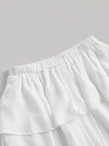 MOD Elastic Waist Two Layer Hem Skort