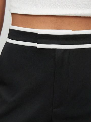 BIZwear Contrast Trim Slant Pocket Shorts