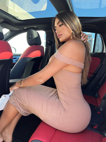 Asymmetrical Neck Cut Out Bodycon Dress