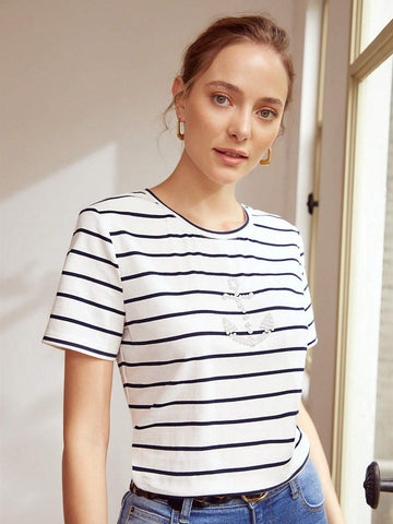 MOTF PREMIUM STRIPED ANCHOR PEARL T-SHIRT