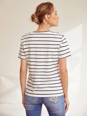 MOTF PREMIUM STRIPED ANCHOR PEARL T-SHIRT