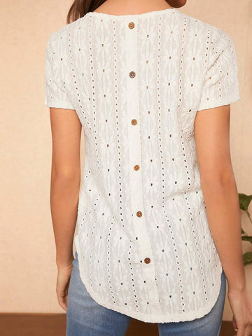 EMERY ROSE Button Back Schiffy Tee