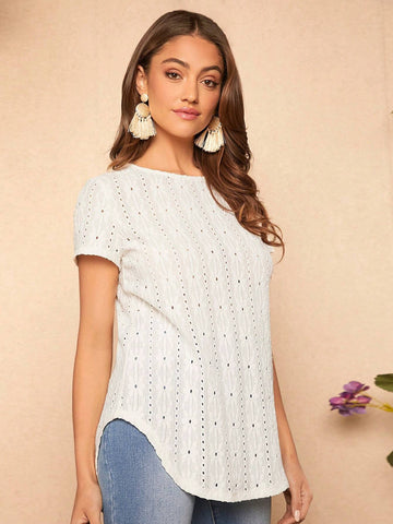 EMERY ROSE Button Back Schiffy Tee