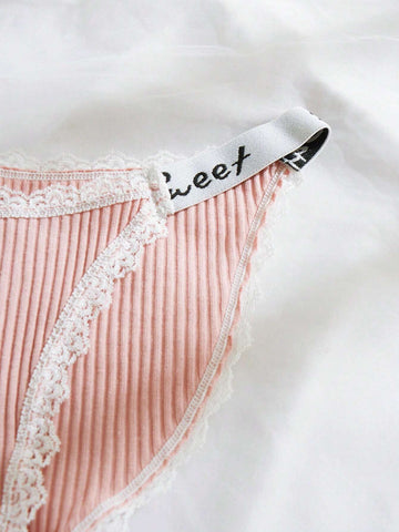7pack Letter Tape Contrast Lace Panty