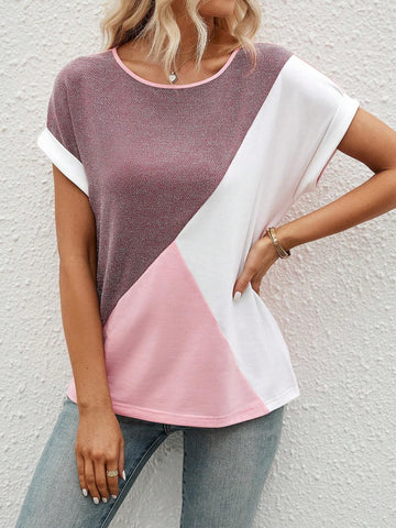 EMERY ROSE Colorblock Batwing Sleeve Tee