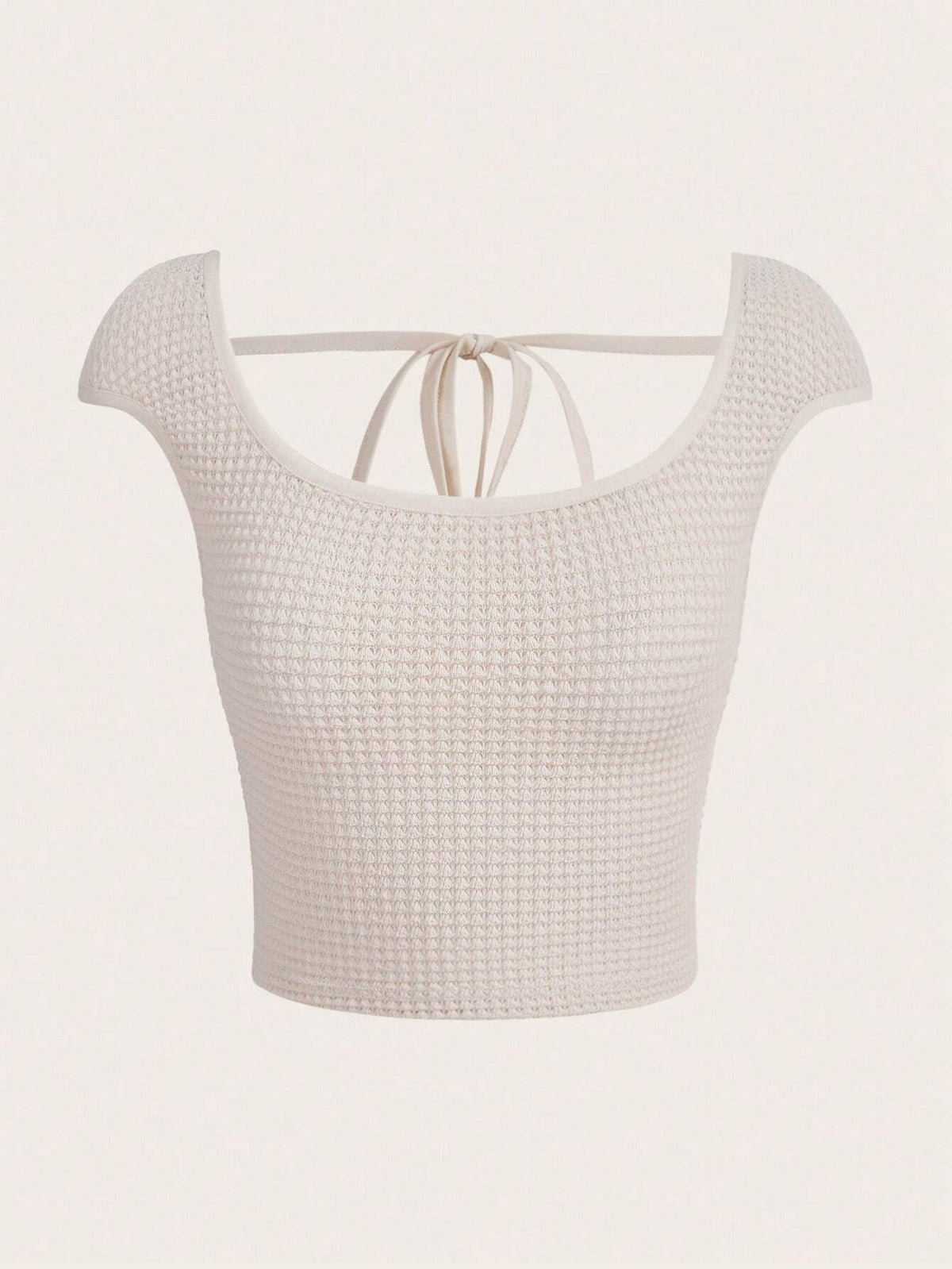 EZwear Solid Scoop Neck Crop Tee