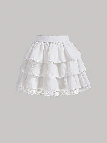 MOD Contrast Lace Layer Hem Skirt