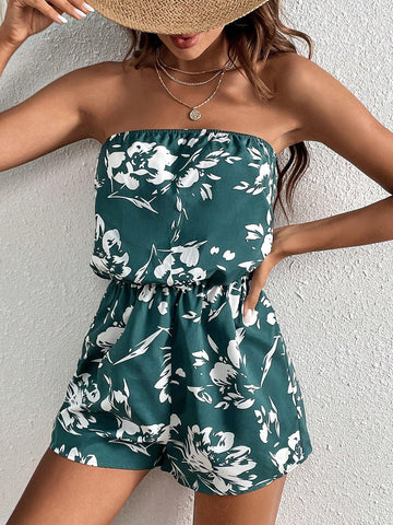 Floral Print Tube Romper