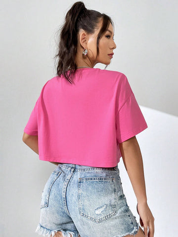 Donut & Slogan Graphic Drop Shoulder Tee