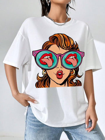 EZwear Figure Graphic Drop Shoulder Tee