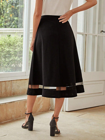 EMERY ROSE High Waist Mesh Insert Skirt