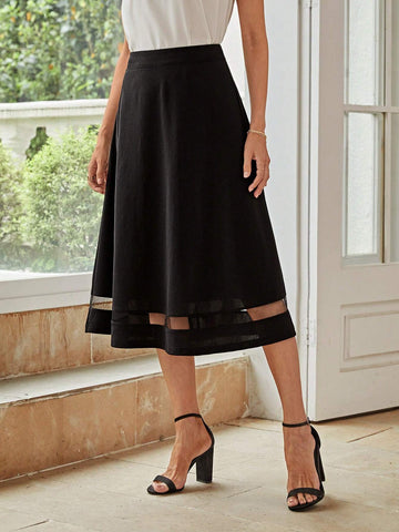 EMERY ROSE High Waist Mesh Insert Skirt