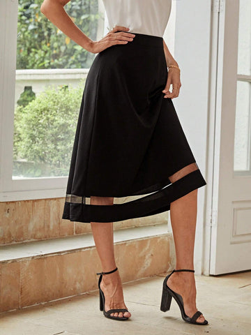 EMERY ROSE High Waist Mesh Insert Skirt