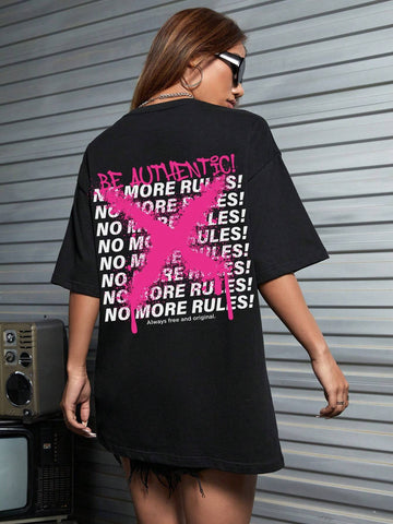 EZwear Letter Graphic Drop Shoulder Tee