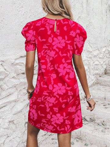 EMERY ROSE Floral Print Puff Sleeve Dress