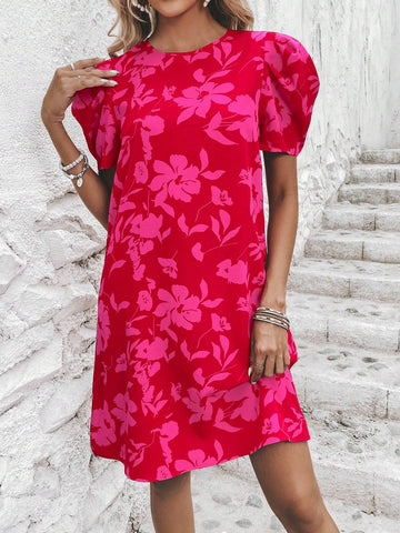 EMERY ROSE Floral Print Puff Sleeve Dress