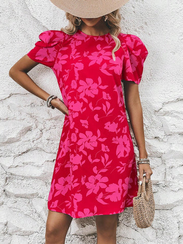 EMERY ROSE Floral Print Puff Sleeve Dress