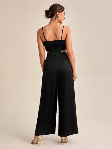Cut Out Waist Cami Jumpsuit