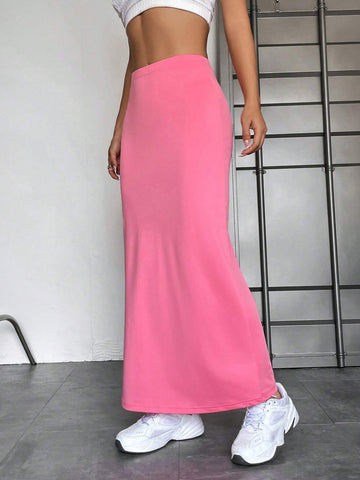 EZwear Solid Maxi Mermaid Hem Skirt