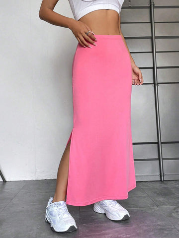 EZwear Solid Maxi Mermaid Hem Skirt