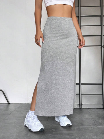 EZwear Solid Maxi Mermaid Hem Skirt