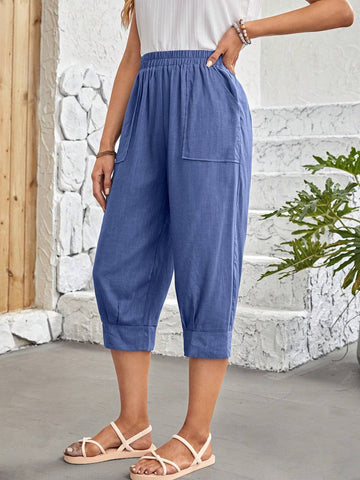 EMERY ROSE Solid Slant Pocket Capri Pants