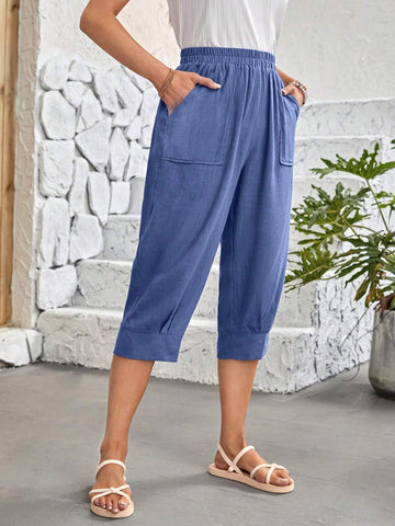 EMERY ROSE Solid Slant Pocket Capri Pants