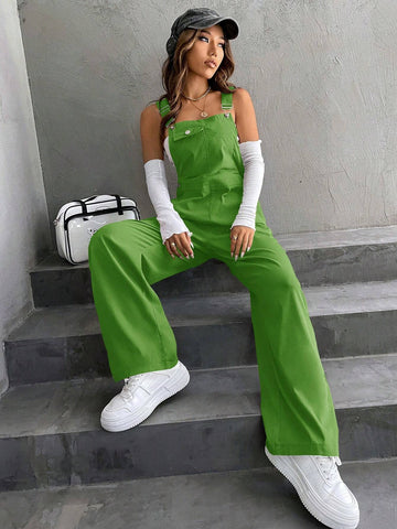 1pc Flap Pocket Overalls