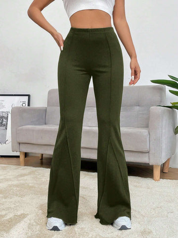 Solid Flare Leg Pants