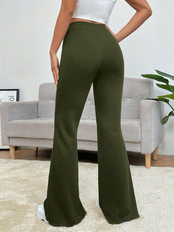 Solid Flare Leg Pants