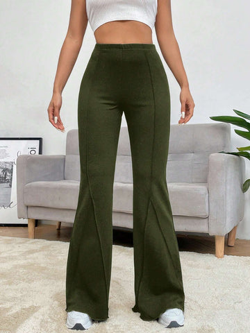 Solid Flare Leg Pants