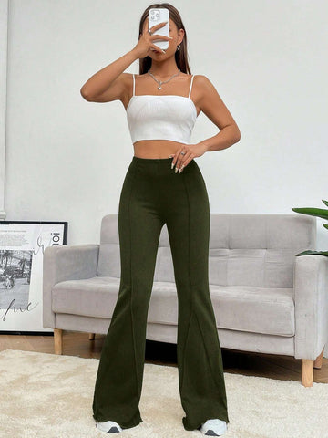 Solid Flare Leg Pants