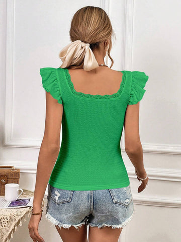 Unity Solid Ruffle Trim Tee