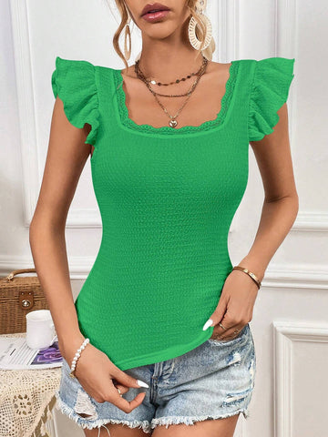 Unity Solid Ruffle Trim Tee