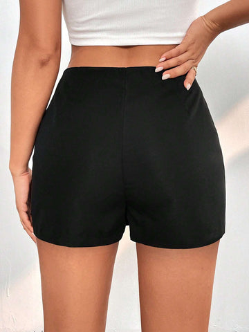 PETITE Solid Ruched Bodycon Skort