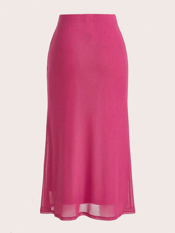 EZwear Solid Mesh Overlay Skirt