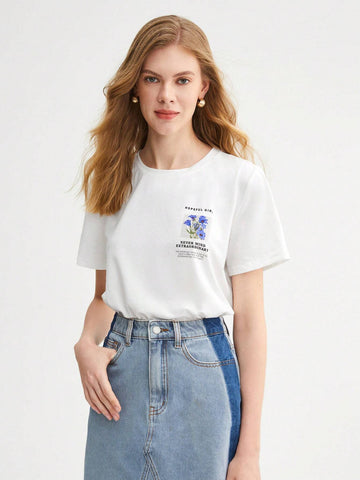 BIZwear Floral & Slogan Graphic Tee