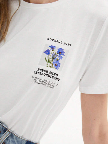 BIZwear Floral & Slogan Graphic Tee