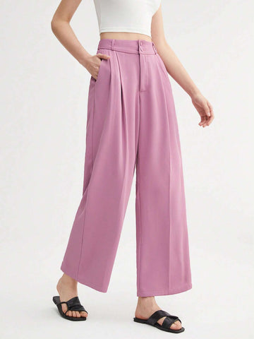 BIZwear Fold Pleated Detail Wide Leg Pants