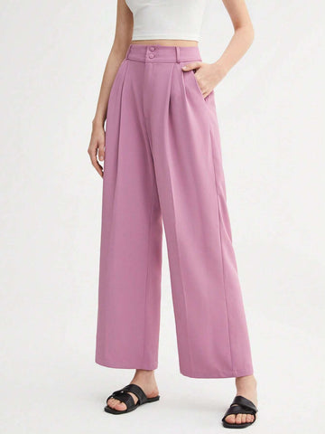 BIZwear Fold Pleated Detail Wide Leg Pants