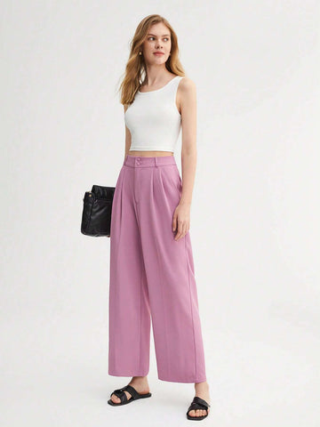 BIZwear Fold Pleated Detail Wide Leg Pants