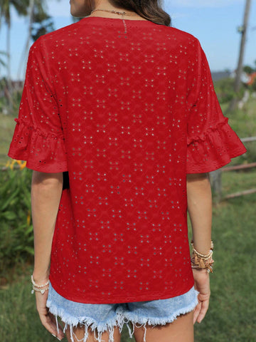 EMERY ROSE Flounce Sleeve Schiffy Tee