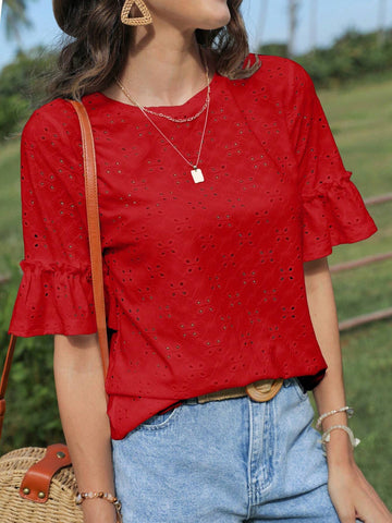 EMERY ROSE Flounce Sleeve Schiffy Tee