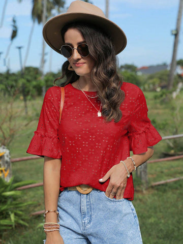 EMERY ROSE Flounce Sleeve Schiffy Tee