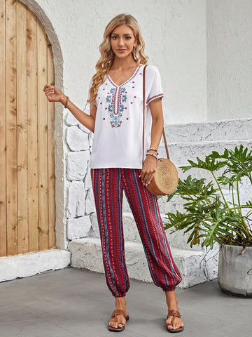 EMERY ROSE Floral Print Batwing Sleeve Top & Pants